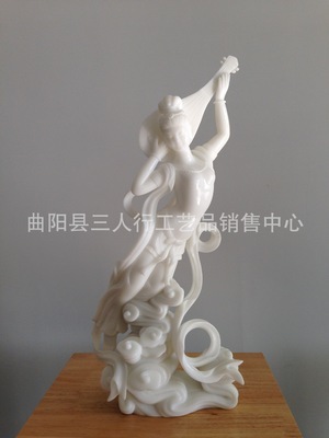 批發采購石膏、石料工藝品-漢白玉石雕飛天反彈琵琶收藏品石雕工藝品大理石藝術品批發.