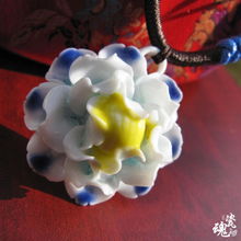 廠家直銷 手工陶瓷花朵 項鏈首飾批發 迷你花仙子 牡丹花卉小商品